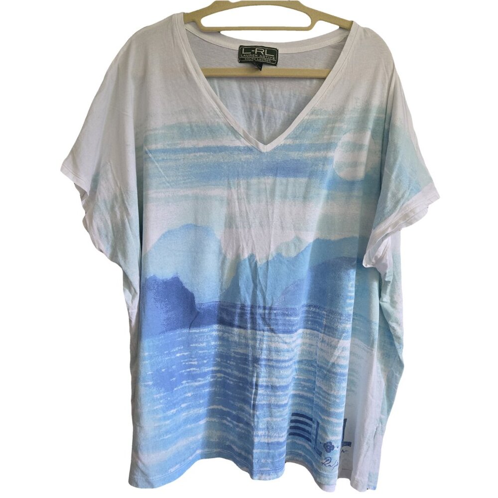 RALPH LAUREN Blue & White Tee 3X